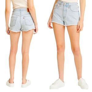 Women's Levi's 501 Original High Rise Jean Shorts Sansome Muse Blue Sz 26